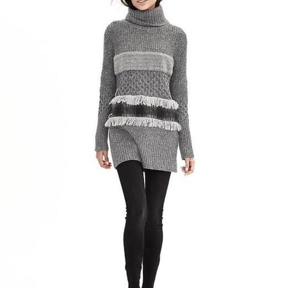 BANANA REPUBLIC Texture Combo Fringe Sweater XS - Picture 2 of 15